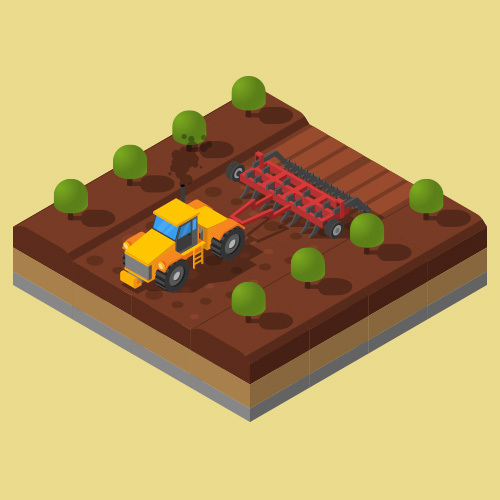 a tractor in an agricultural farm